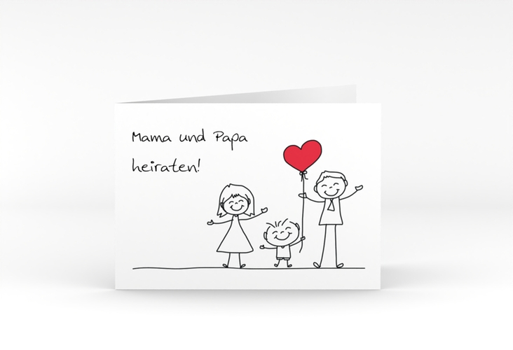 Hochzeitseinladung Family A6 Klappkarte quer weiss hochglanz