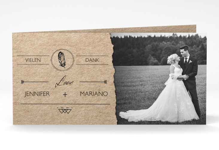 Danksagungskarte Hochzeit Colorado lange Klappkarte quer Kraftpapier