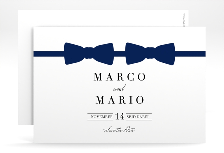 Save the Date-Karte Suits A6 Karte quer blau hochglanz