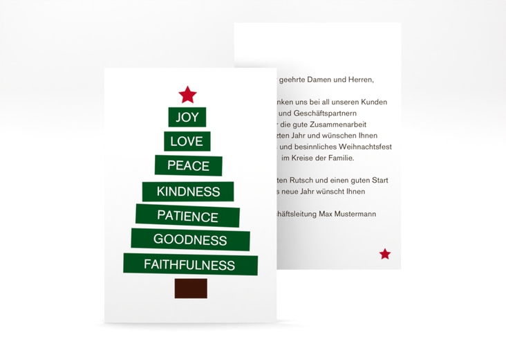 Geschäftliche Weihnachtskarte Christmastree A6 Karte hoch hochglanz modern mit Weihnachtsbaum