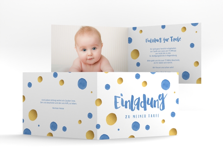 Einladung Taufe Grace A6 Klappkarte quer hochglanz