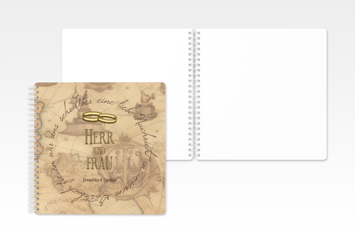 Gästebuch Hochzeit Zwei Ringe Ringbindung mit Eheringen und Fantasy-Landkarte