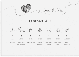 Klick: Details zu Tagesablauf Leinwand Hochzeit "Dolce" anzeigen Tagesablauf Leinwand Hochzeit "Dolce" 70 x 50 cm Leinwand weiss