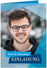 Einladung Geburtstag Shapes A6 Klappkarte hoch blau