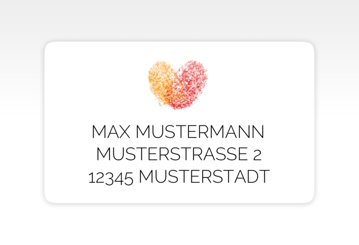 Empfängeretikett Hochzeit Fingerprint 63,5 x 38,1 mm rot schlicht mit Fingerabdruck-Motiv