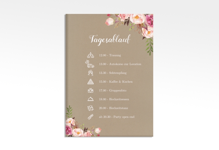 Tagesablauf Leinwand Hochzeit Flowers 50 x 70 cm Leinwand Kraftpapier mit bunten Aquarell-Blumen