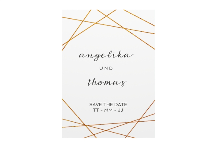 Save the Date-Visitenkarte Asymmetry Visitenkarte hoch weiss