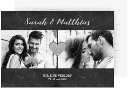 Klick: Details zu Verlobungskarte Hochzeit "Sparkly" anzeigen Verlobungskarte Hochzeit Sparkly A6 Postkarte grau