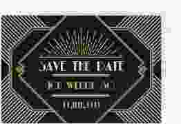 Save the Date-Postkarte Geburtstag Glamour A6 Postkarte schwarz im Art Déco Stil der 20er Jahre