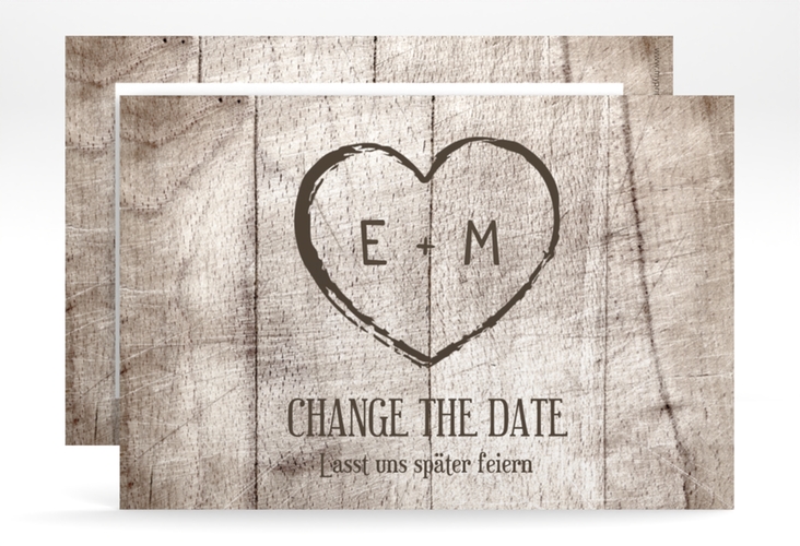 Change the Date-Karte Wood A6 Karte quer weiss