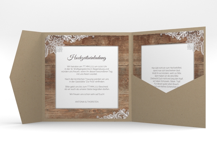 Hochzeitseinladung Spitze Pocketfold