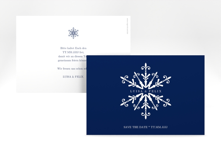 Save the Date-KarteCrystal A6 Karte quer mit Eiskristall
