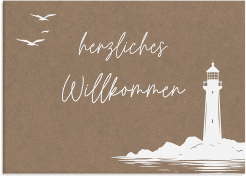 Willkommensschild Leinwand Leuchtturm 70 x 50 cm Leinwand Kraftpapier