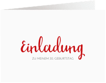 Einladung Geburtstag Handwriting A6 Klappkarte quer rot