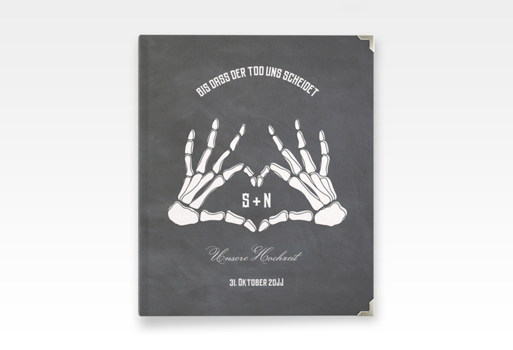 Hochzeitsalbum Skeleton 21 x 25 cm schwarz mit Skelett-Händen