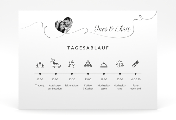 Tagesablauf Poster Hochzeit Dolce 70 x 50 cm Poster weiss