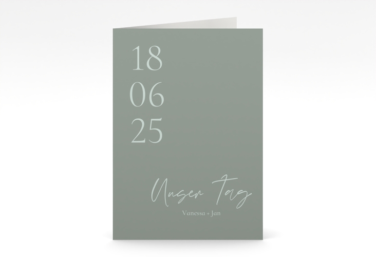 Dankeskarte Hochzeit Day A6 Klappkarte hoch mit Datum im minimalistischen Design