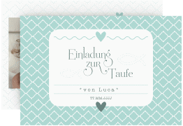 Klick: Details zu Einladung Taufe "Fancy" anzeigen Einladung Taufe Fancy A6 Karte quer tuerkis