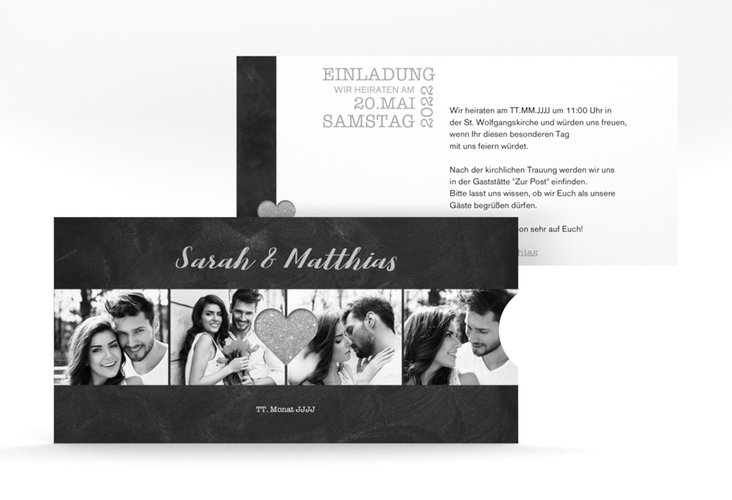 Hochzeitseinladung Sparkly Einsteckkarte grau
