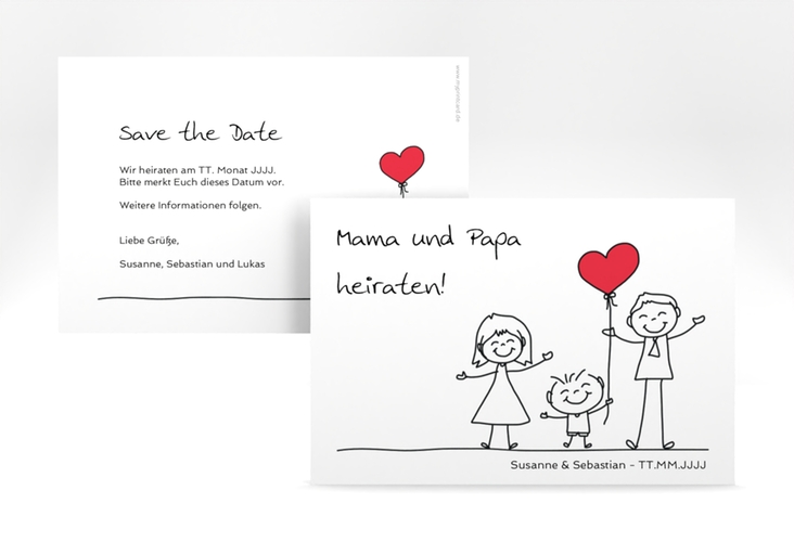 Save the Date-Karte Family A6 Karte quer weiss hochglanz