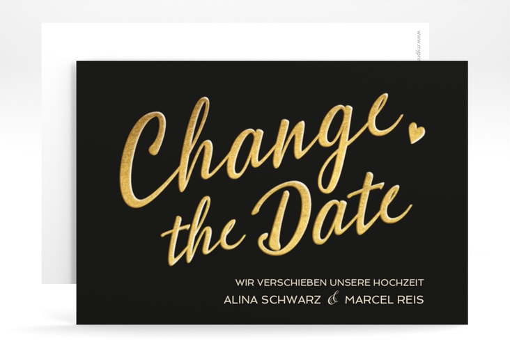Change the Date-Karte Glam A6 Karte quer schwarz