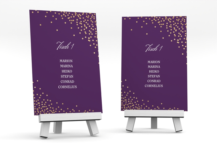 Tischaufsteller Hochzeit Glitter Tischaufsteller lila hochglanz