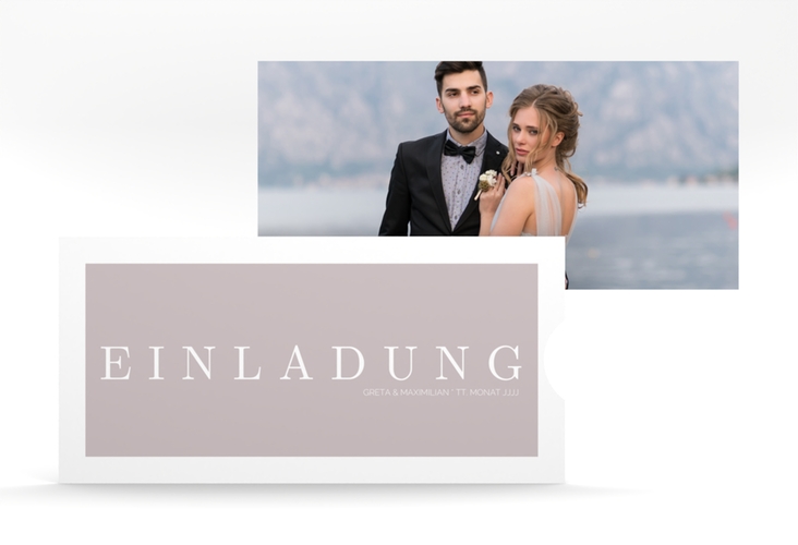 Hochzeitseinladung Simply Einsteckkarte grau hochglanz