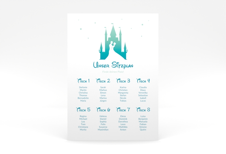 Sitzplan Poster Hochzeit Castle 50 x 70 cm Poster tuerkis