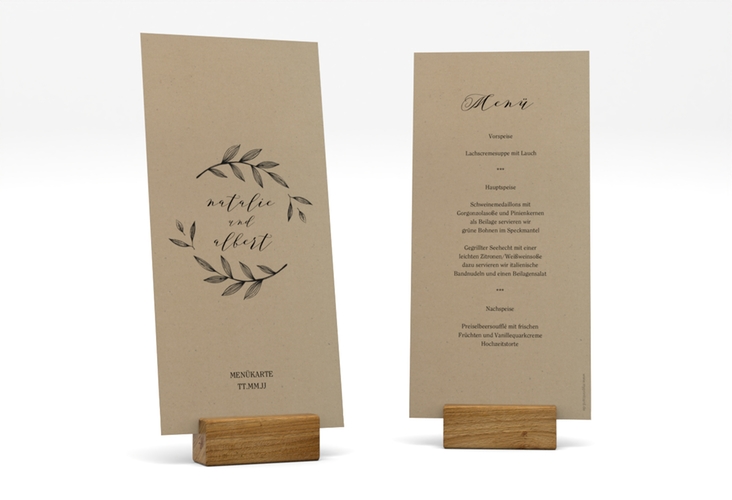 Menükarte Hochzeit Naturelove lange Karte hoch