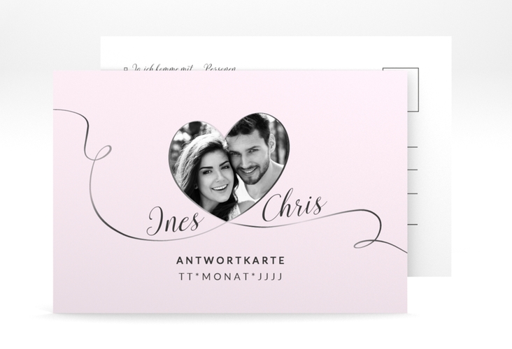 Antwortkarte Hochzeit Dolce A6 Postkarte rosa hochglanz