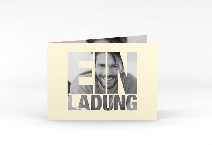 Einladung Geburtstag Numbers A6 Klappkarte quer beige