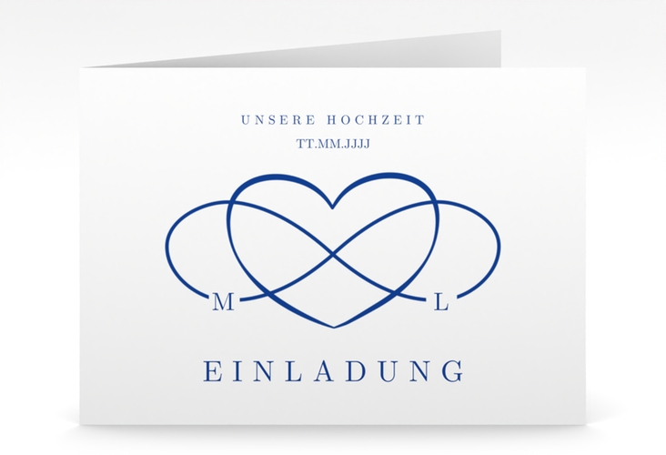 Hochzeitseinladung Infinity mittlere Klappkarte quer hochglanz