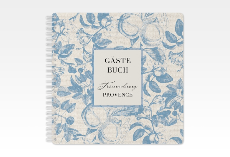 Gästebuch Ferienwohnung Provence Ringbindung mit Blättermuster im Toile-Stil