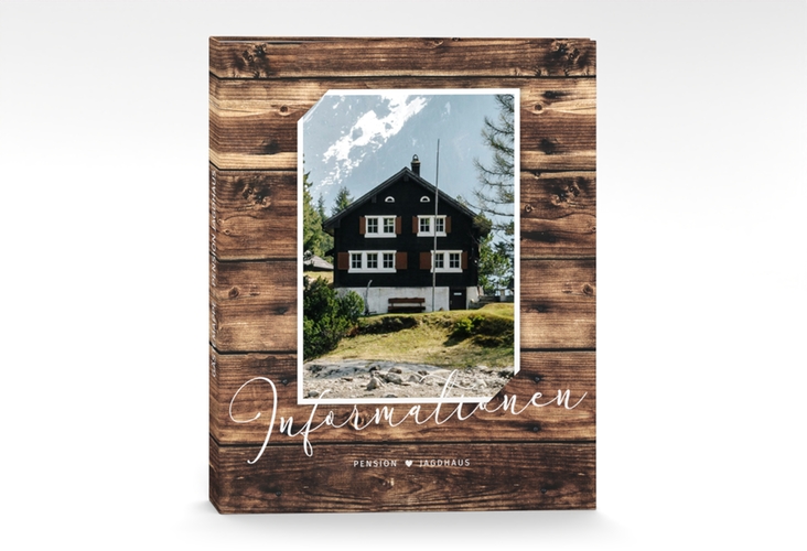 Gästemappe Ferienwohnung A4 Jagdhaus Gästemappe A4 in Holz-Optik mit Foto