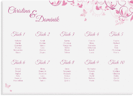 Klick: Details zu Sitzplan Leinwand Hochzeit "Lilly" anzeigen Sitzplan Leinwand Hochzeit "Lilly" 70 x 50 cm Leinwand pink