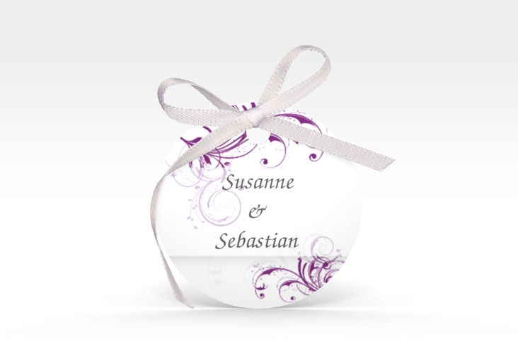 Geschenkanhänger Hochzeit Palma Geschenkanhänger, rund lila
