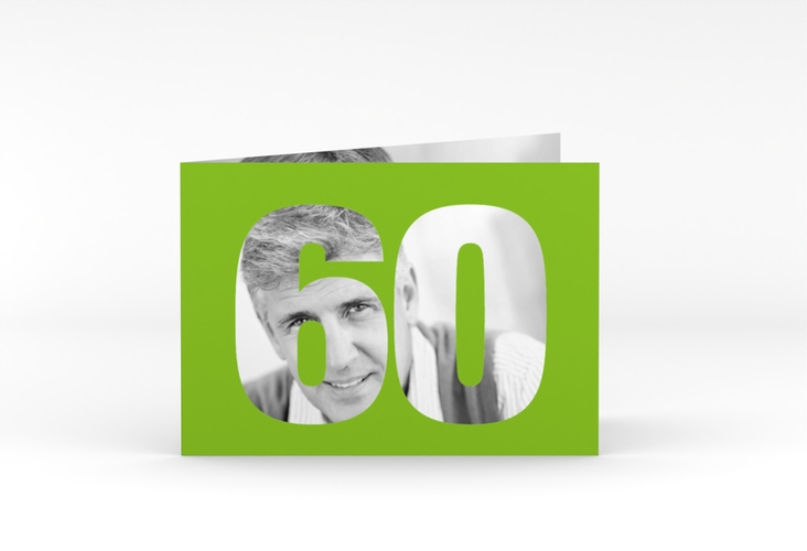 Einladung 60. Geburtstag Numbers A6 Klappkarte quer gruen