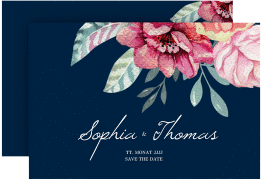 Klick: Details zu Save the Date-Karte "Blooming" anzeigen Save the Date-Karte Blooming A6 Karte quer blau