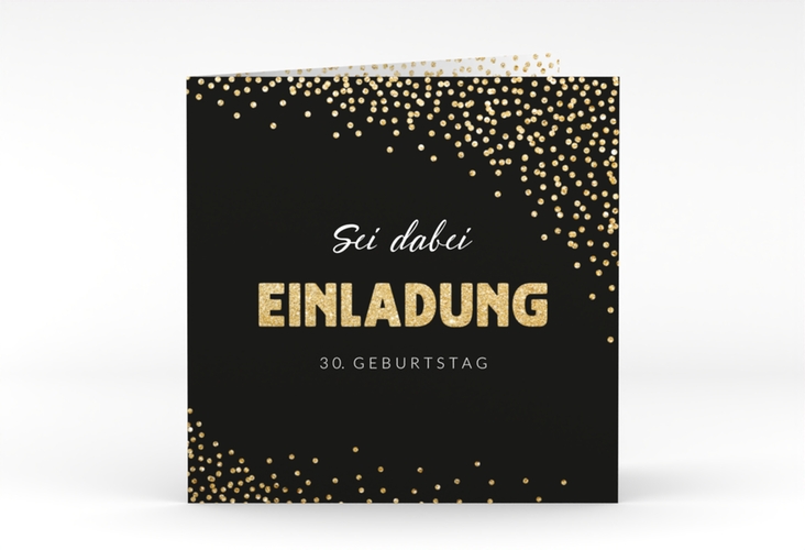Einladung Geburtstag Glitzer quadr. Klappkarte