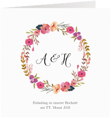 Klick: Details zu Hochzeitseinladung "Fiore" anzeigen Hochzeitseinladung Fiore quadr. Klappkarte weiss