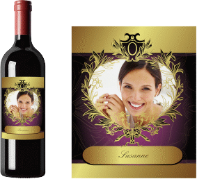Weinflaschenetikett goldener Rahmen Etikett Weinflasche 4er Set