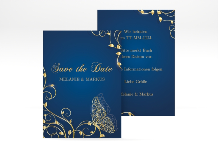 Save the Date-Visitenkarte Eternity Visitenkarte hoch blau hochglanz