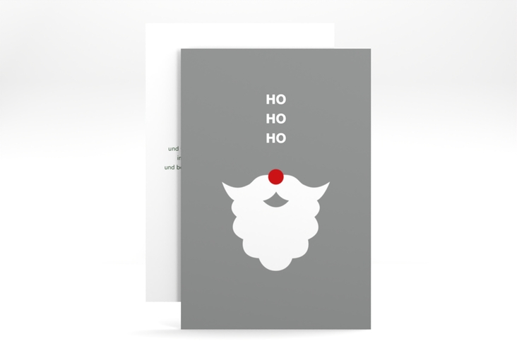 Business-Weihnachtskarte Hohoho A6 Karte hoch grau hochglanz mit kreativer Grafik