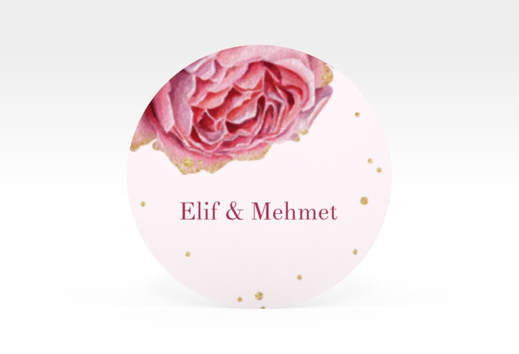 Aufkleber Hochzeit Cherie Aufkleber, selbstklebend, rund rosa