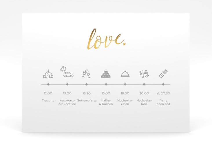 Tagesablauf Poster Hochzeit Glam 70 x 50 cm Poster weiss