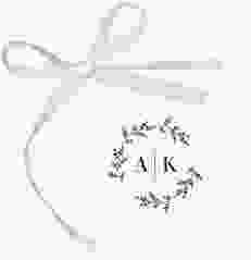 Geschenkanhänger Hochzeit Filigrana Geschenkanhänger 10er Set schwarz in reduziertem Design mit Initialen und zartem Blätterkranz