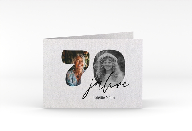 Einladung 70. Geburtstag Jahrzehnte A6 Klappkarte quer