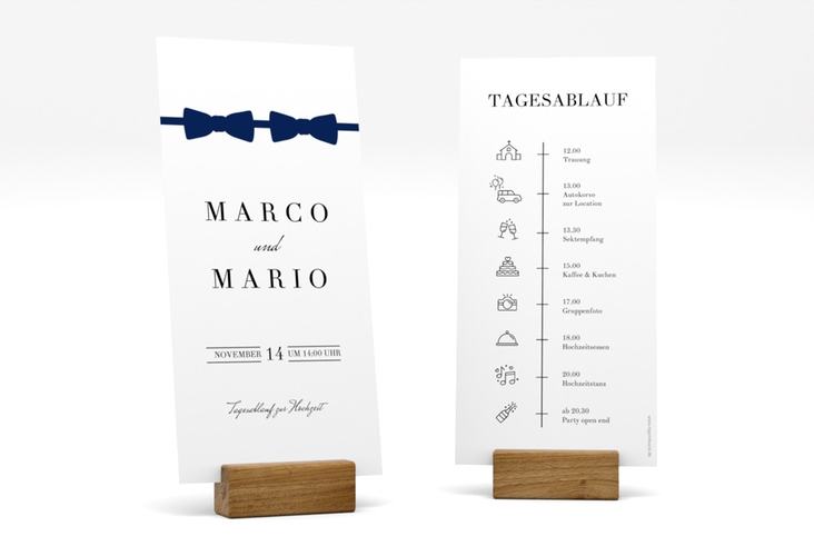 Tagesablauf Hochzeit Suits lange Karte hoch blau