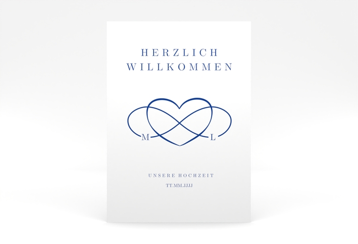 Willkommensschild Poster Infinity 50 x 70 cm Leinwand blau