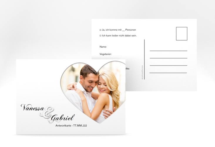 Antwortkarte Hochzeit "Sweetheart" A6 Postkarte weiss